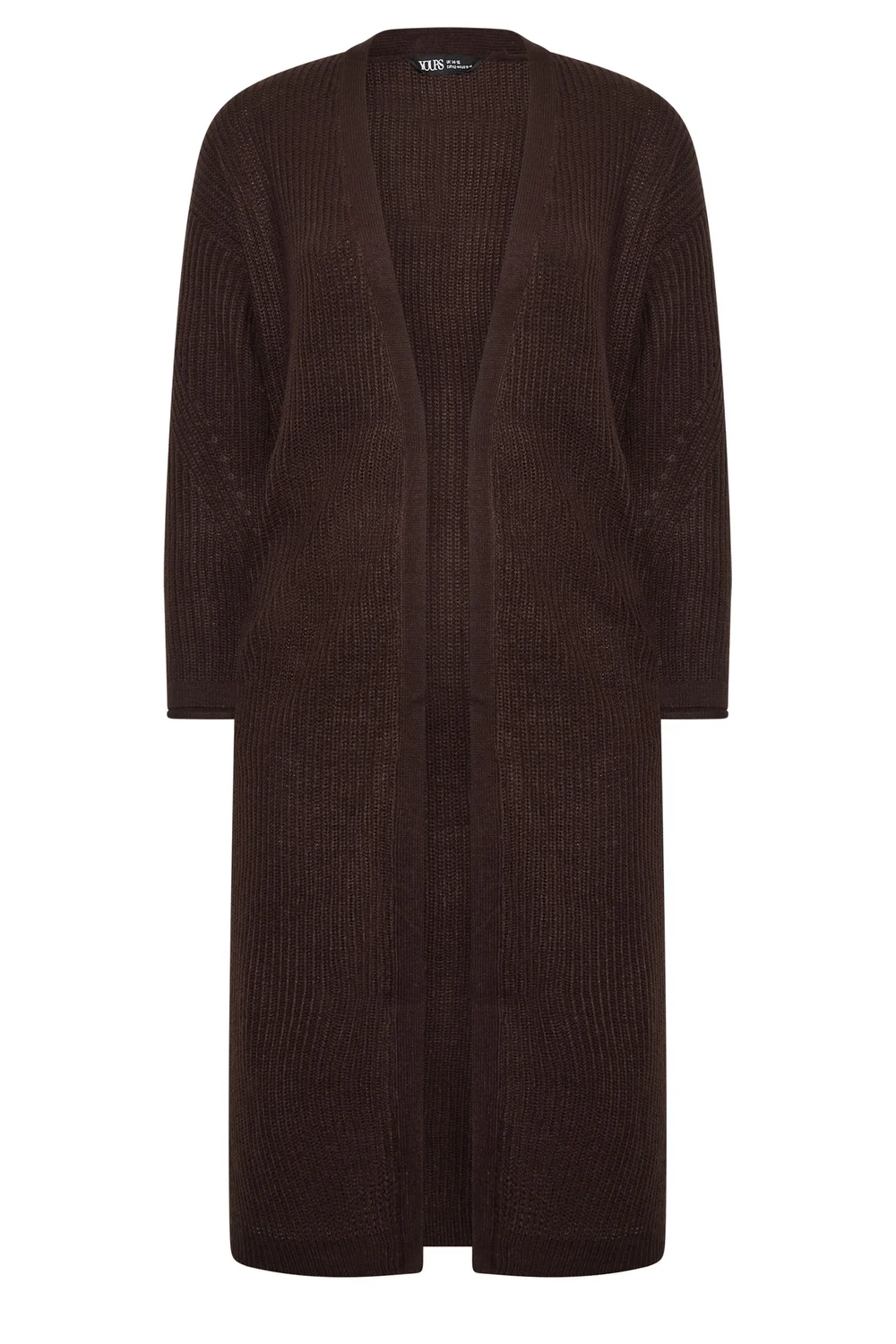 Yours Curve Chocolate Brown Maxi Knitted Cardigan - 14-16 Image 5