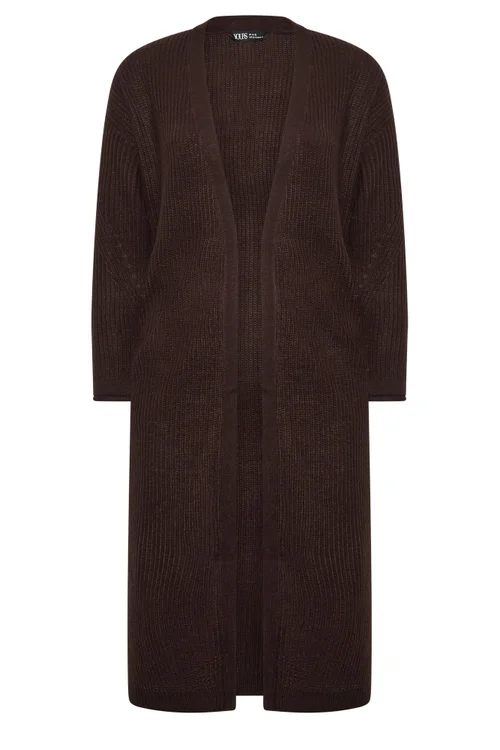 Yours Curve Chocolate Brown Maxi Knitted Cardigan - 14-16 Image 5