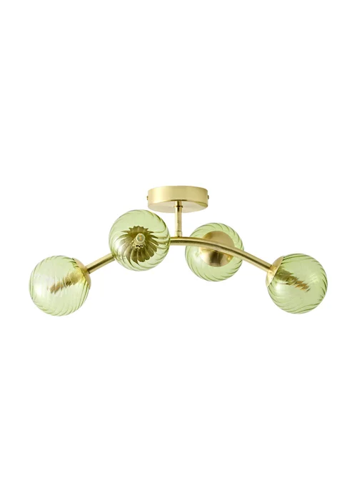 ValueLights Sydney Brushed Gold 4 Arm Twill Glass Ceiling Light - One Size Image 4
