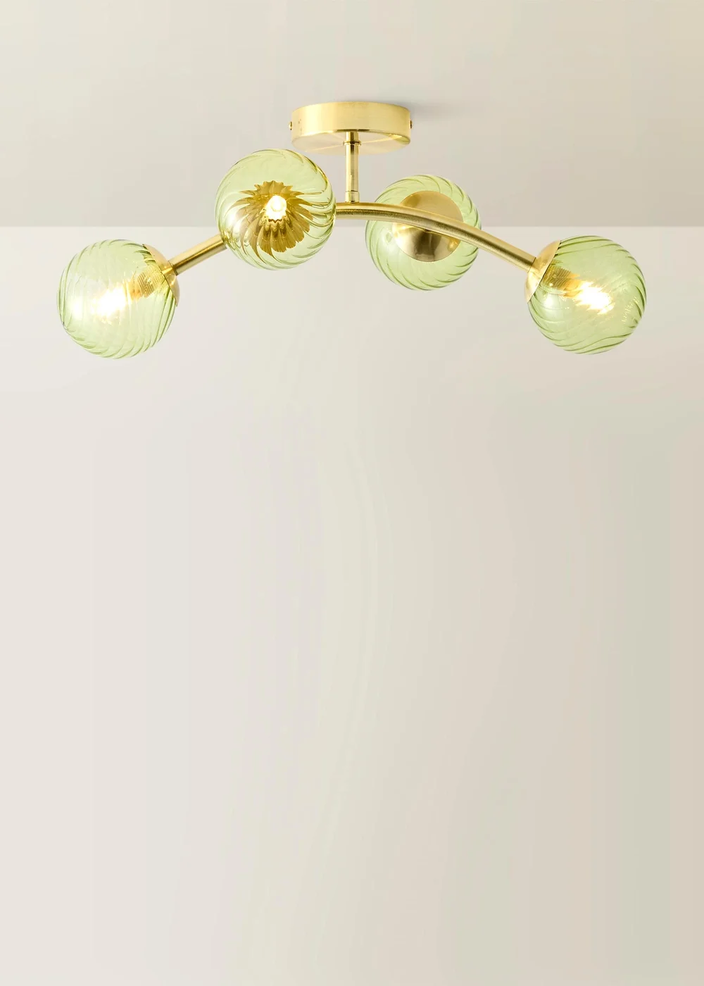 ValueLights Sydney Brushed Gold 4 Arm Twill Glass Ceiling Light - One Size Image 5