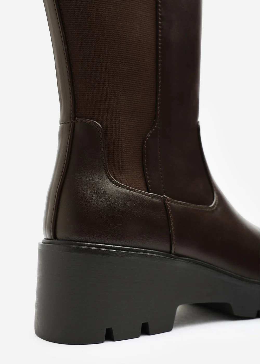 Where's That From Erelia Brown Wide Fit Stretch Panel Buckle Detail Wedge Boots - 8 Wide Image 4