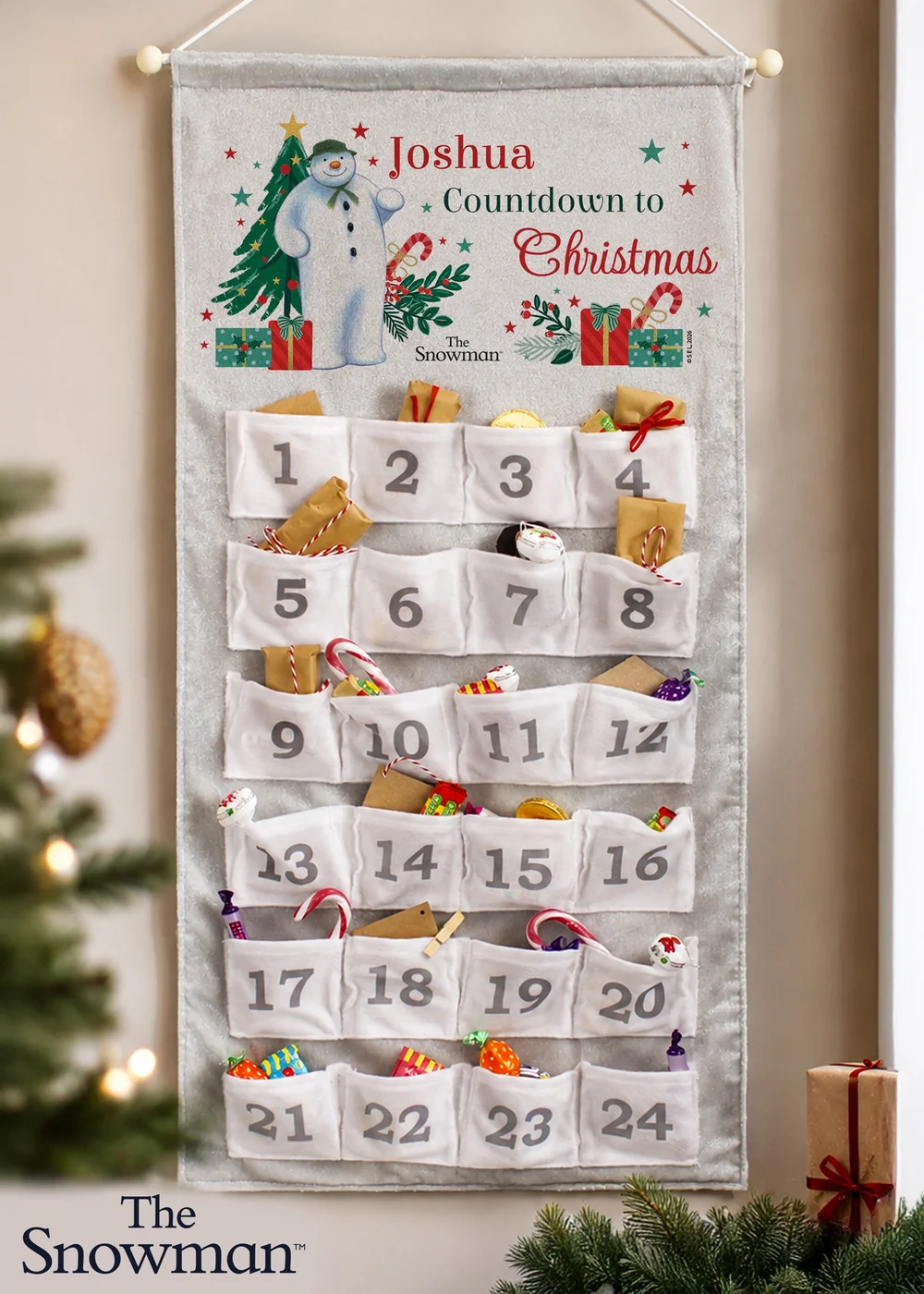 Personalised Memento Company Grey The Snowman Christmas Wishes Advent Calendar - One Size Image 1