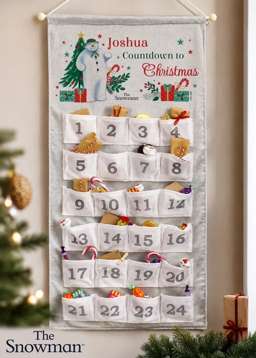 Personalised Memento Company Grey The Snowman Christmas Wishes Advent Calendar - One Size Image 1