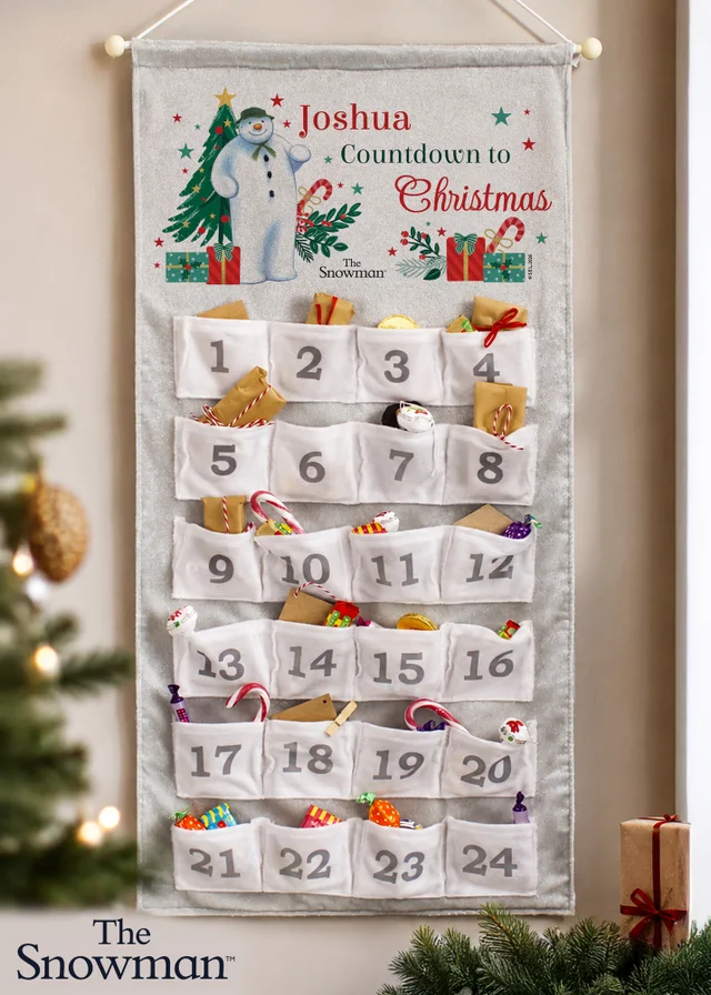 Personalised Memento Company Grey The Snowman Christmas Wishes Advent Calendar