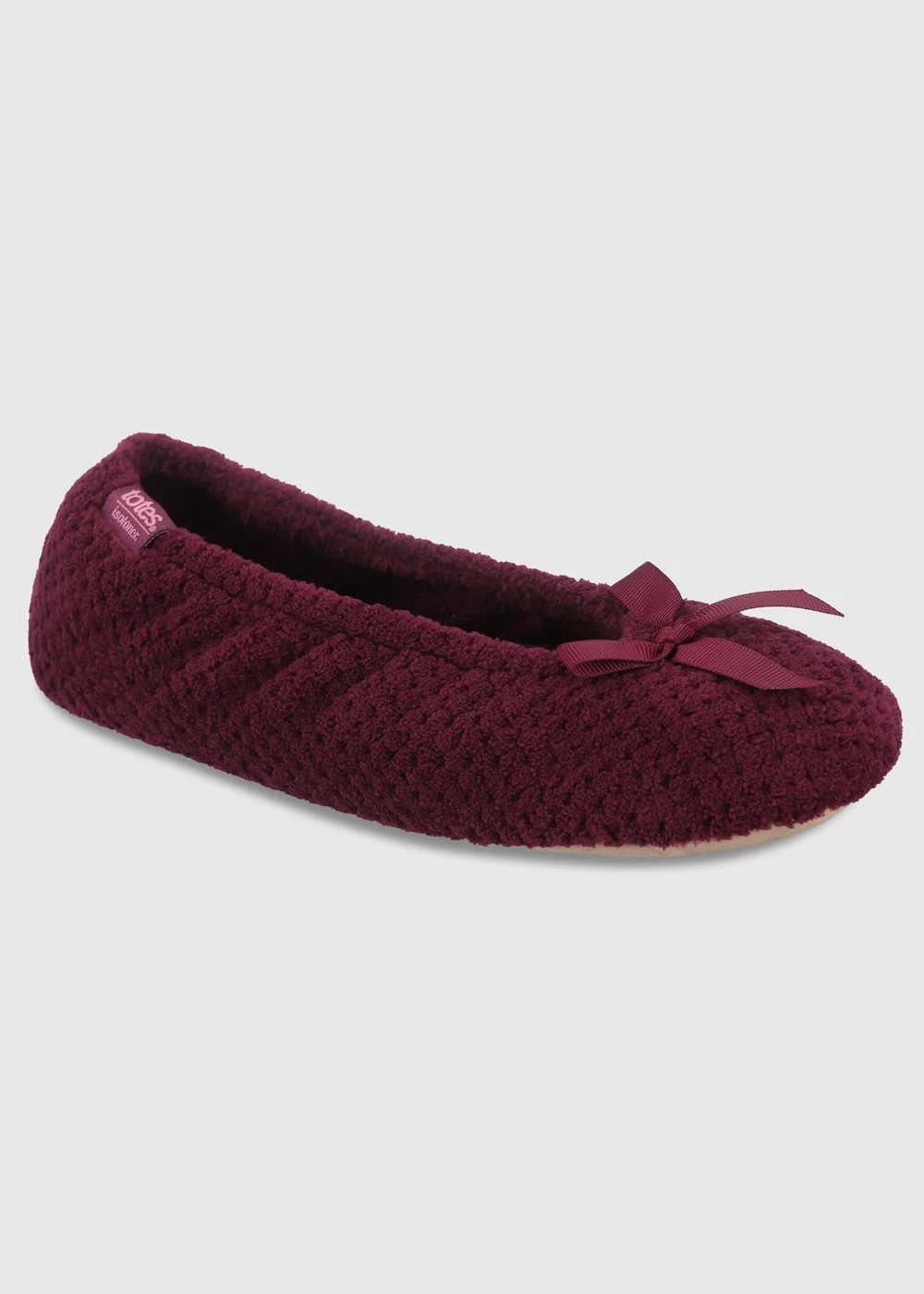 Totes Isotoner Burgundy Popcorn Ballet Slippers - 4-5 Image 3