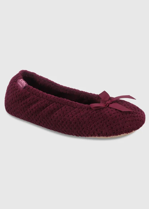 Totes Isotoner Burgundy Popcorn Ballet Slippers - 4-5 Image 3