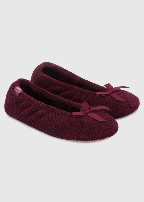 Totes Isotoner Burgundy Popcorn Ballet Slippers - 4-5 Image 4