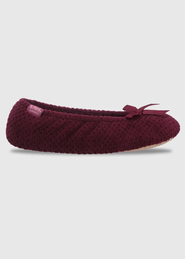 Totes Isotoner Burgundy Popcorn Ballet Slippers