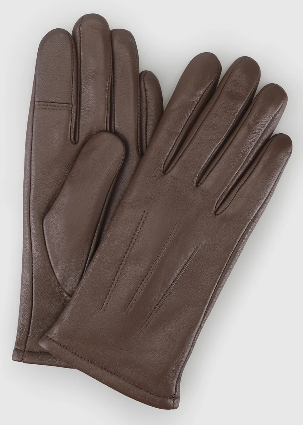 Totes Isotoner Brown 3 Point Leather Gloves with Smartouch and Water Repellent Finish - M Image 1