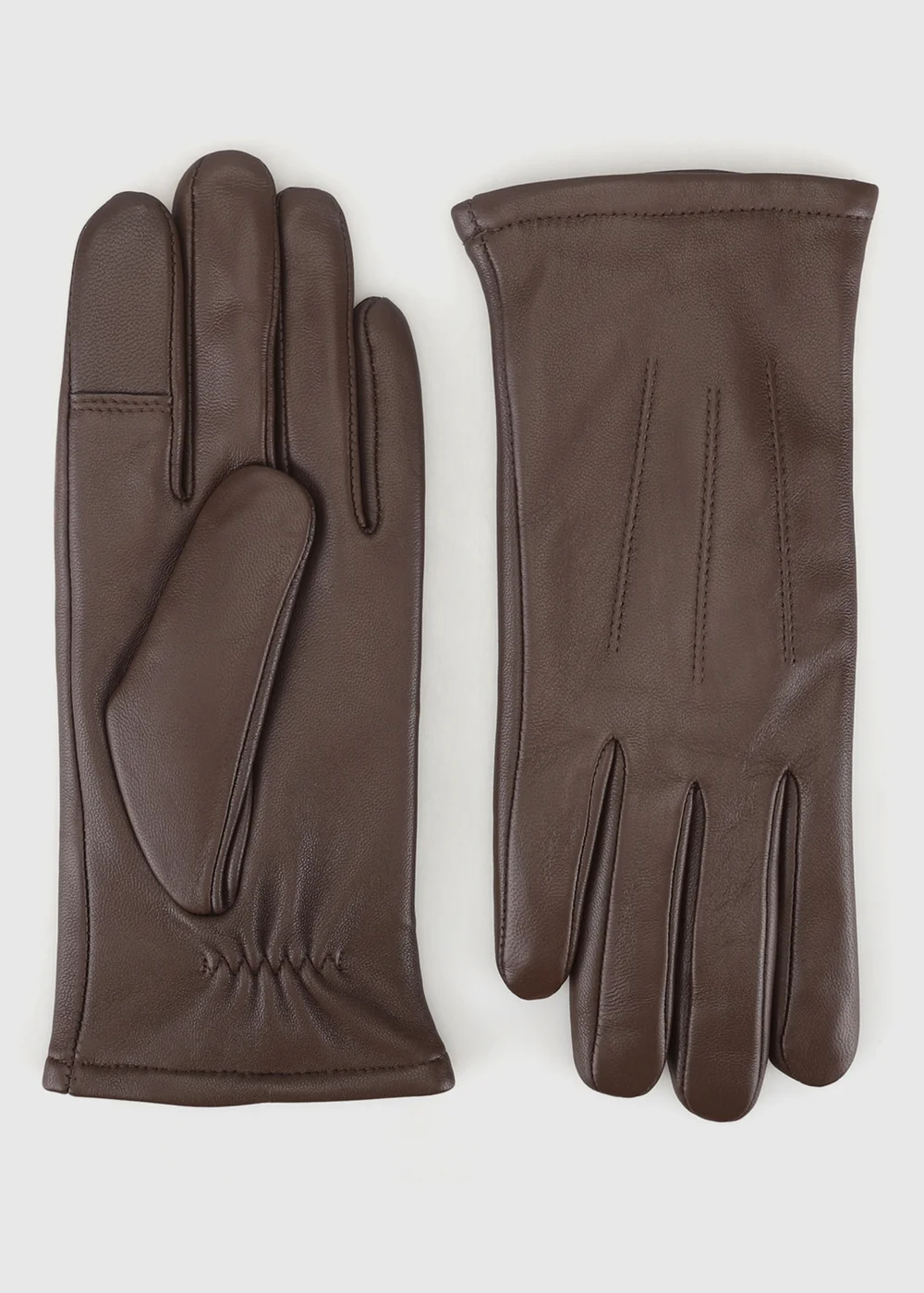 Totes Isotoner Brown 3 Point Leather Gloves with Smartouch and Water Repellent Finish - M Image 3