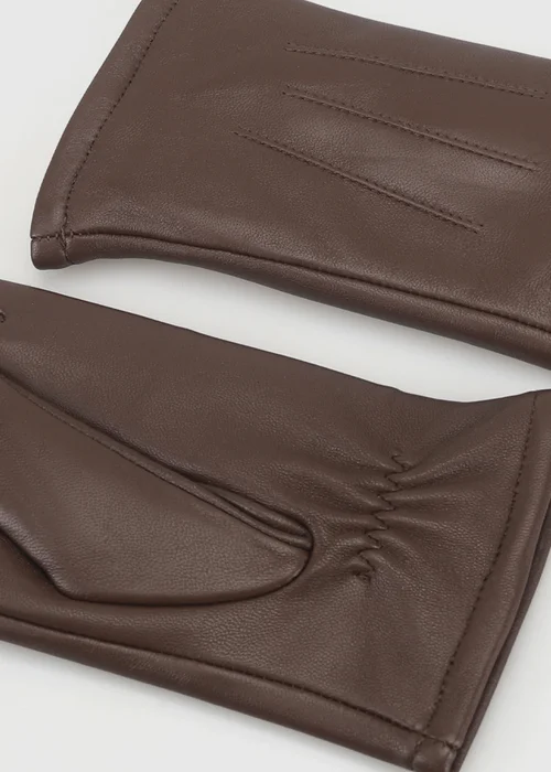 Totes Isotoner Brown 3 Point Leather Gloves with Smartouch and Water Repellent Finish - M Image 5