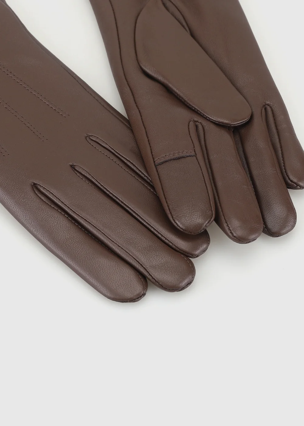 Totes Isotoner Brown 3 Point Leather Gloves with Smartouch and Water Repellent Finish - M Image 4