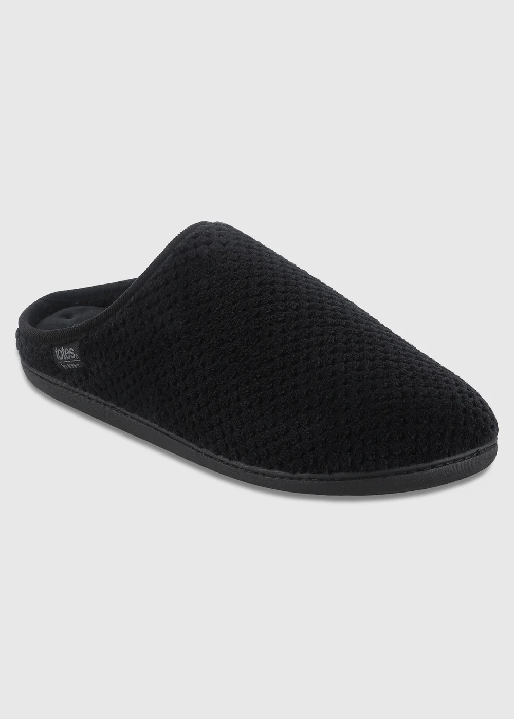 Totes Isotoner Black Swept Back Popcorn Mule Slippers - 11 Image 3