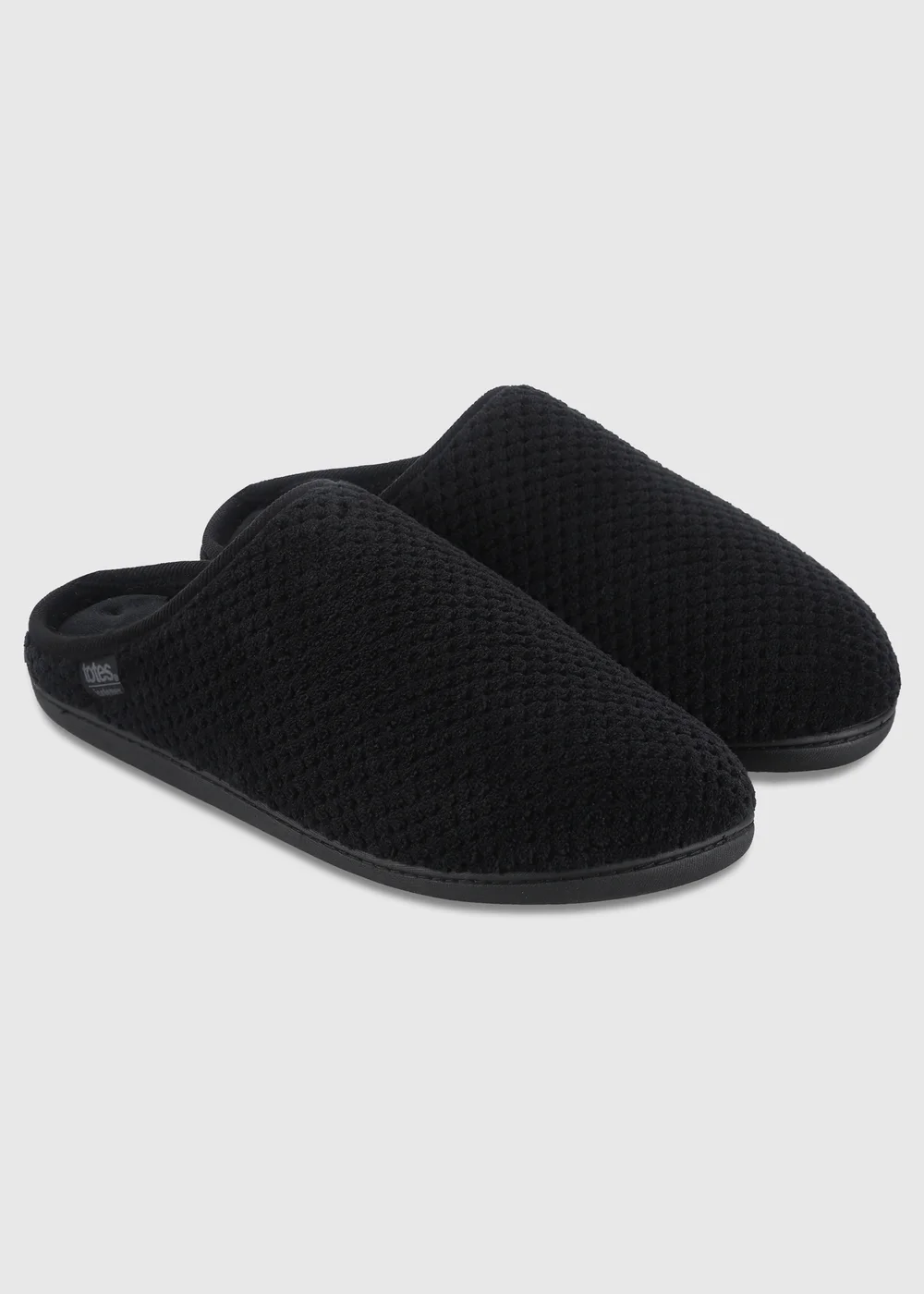 Totes Isotoner Black Swept Back Popcorn Mule Slippers - 11 Image 4