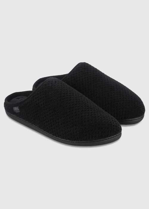 Totes Isotoner Black Swept Back Popcorn Mule Slippers - 11 Image 4