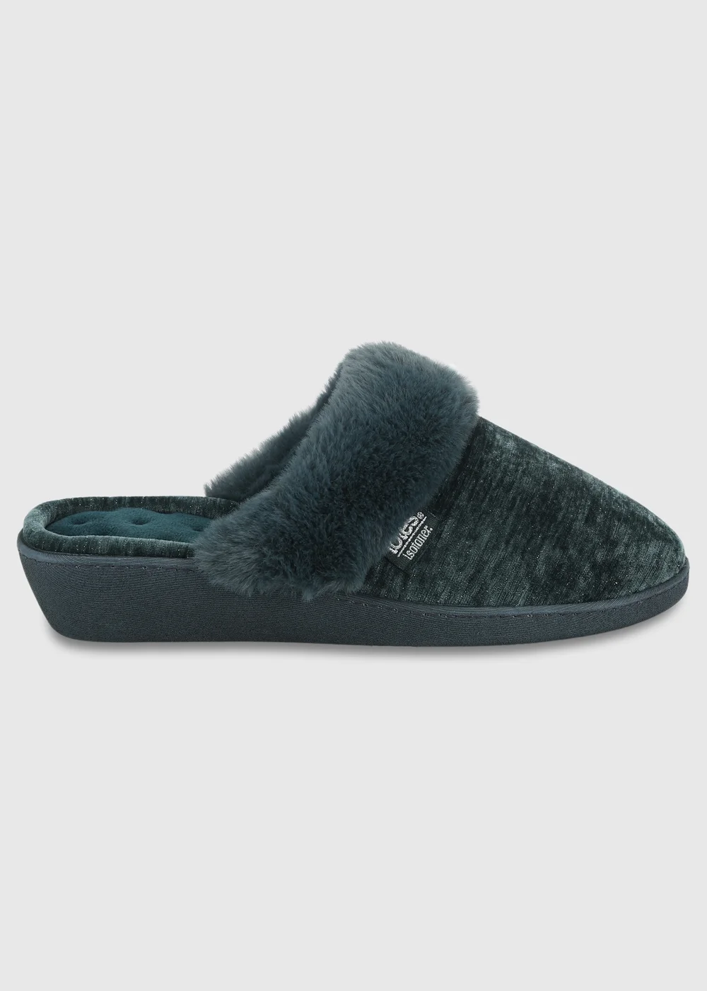 Totes Isotoner Green Sparkle Heeled Mule Slippers - 4 Image 1