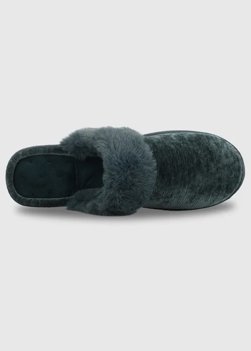 Totes Isotoner Green Sparkle Heeled Mule Slippers - 4 Image 5