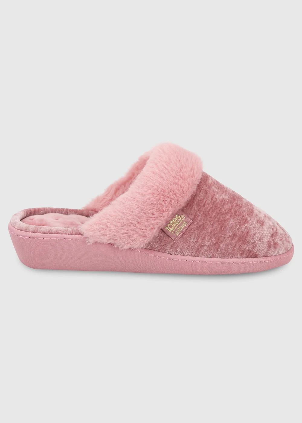 Totes Isotoner Pink Sparkle Heeled Mule Slippers - 7 Image 1