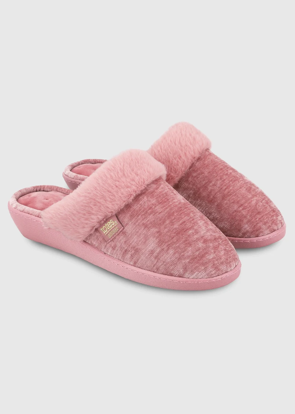 Totes Isotoner Pink Sparkle Heeled Mule Slippers - 7 Image 3