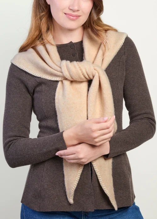Totes Isotoner Beige Wool Blend Triangle Scarf - One Size Image 2