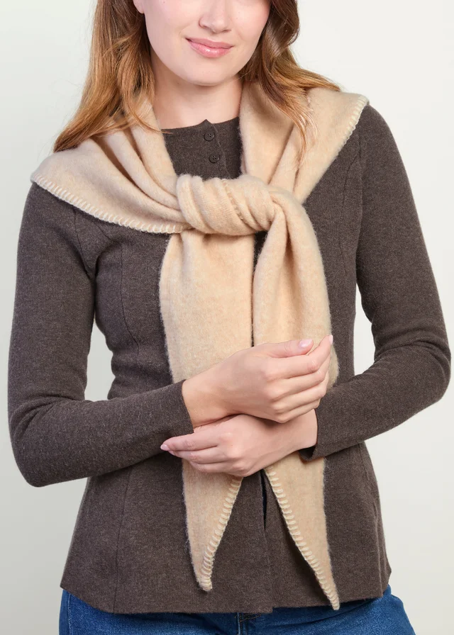 Totes Isotoner Beige Wool Blend Triangle Scarf