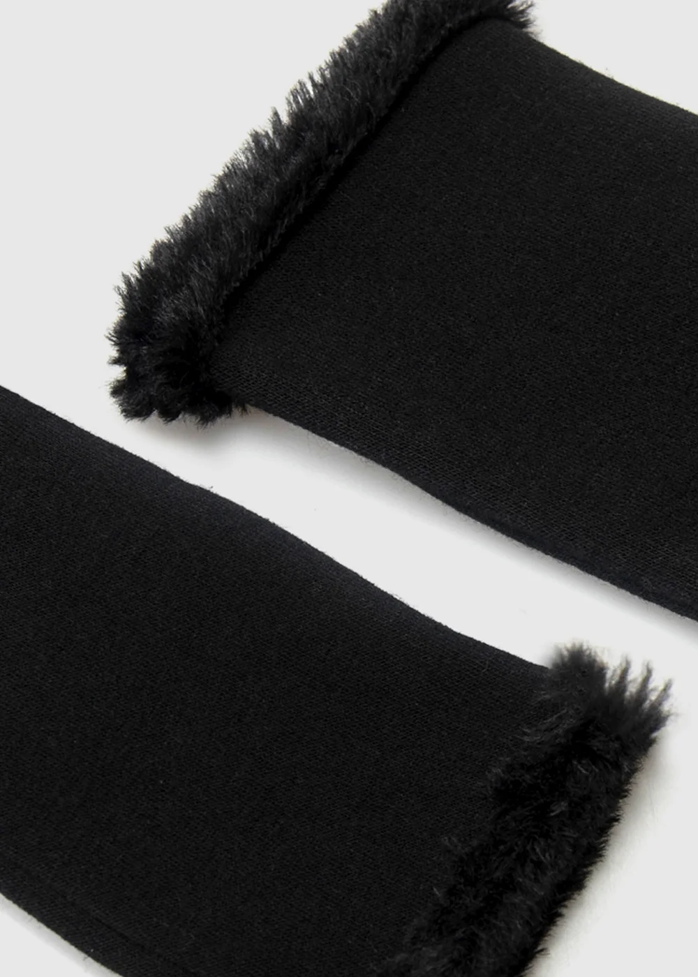 Totes Isotoner Black Thermal Gloves with Faux Fur Trim and Smartouch - One Size Image 5