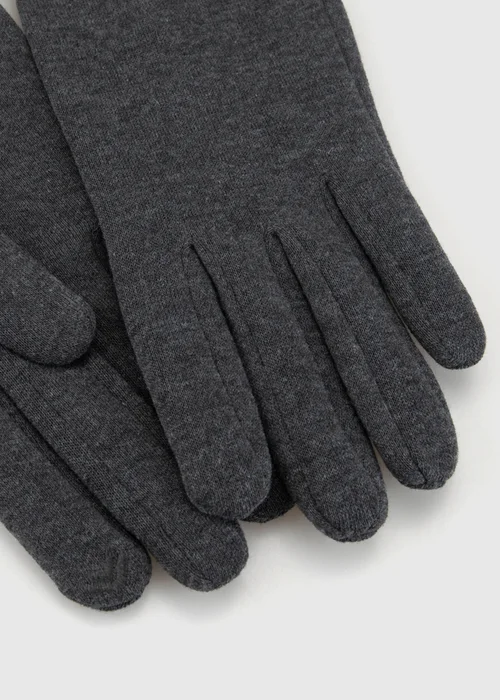 Totes Isotoner Grey Thermal Gloves with Faux Fur Trim and Smartouch - One Size Image 4