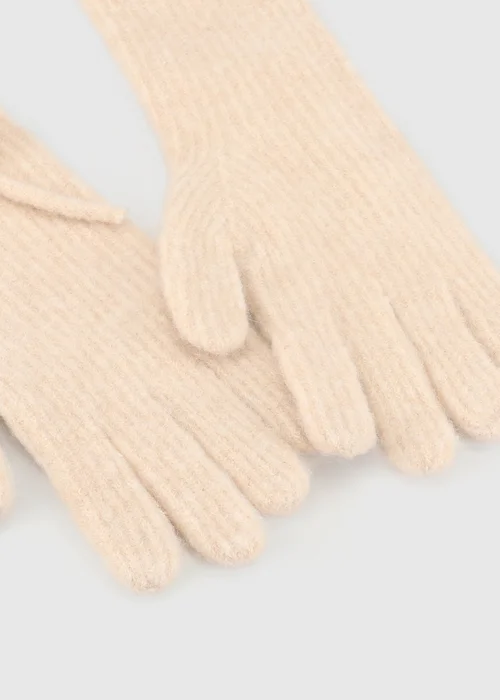 Totes Isotoner Beige Wool Blend Knitted Gloves with Bow - One Size Image 4