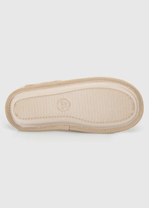 Totes Isotoner Natural Sand Suede Mule Slippers with Faux Fur Lining - 5 Image 6