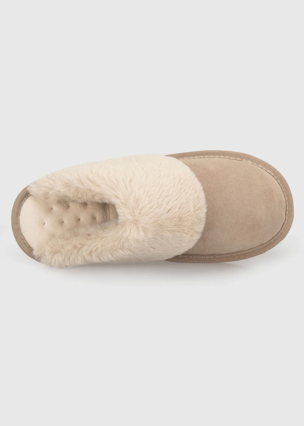 Totes Isotoner Natural Sand Suede Mule Slippers with Faux Fur Lining - 5 Image 5