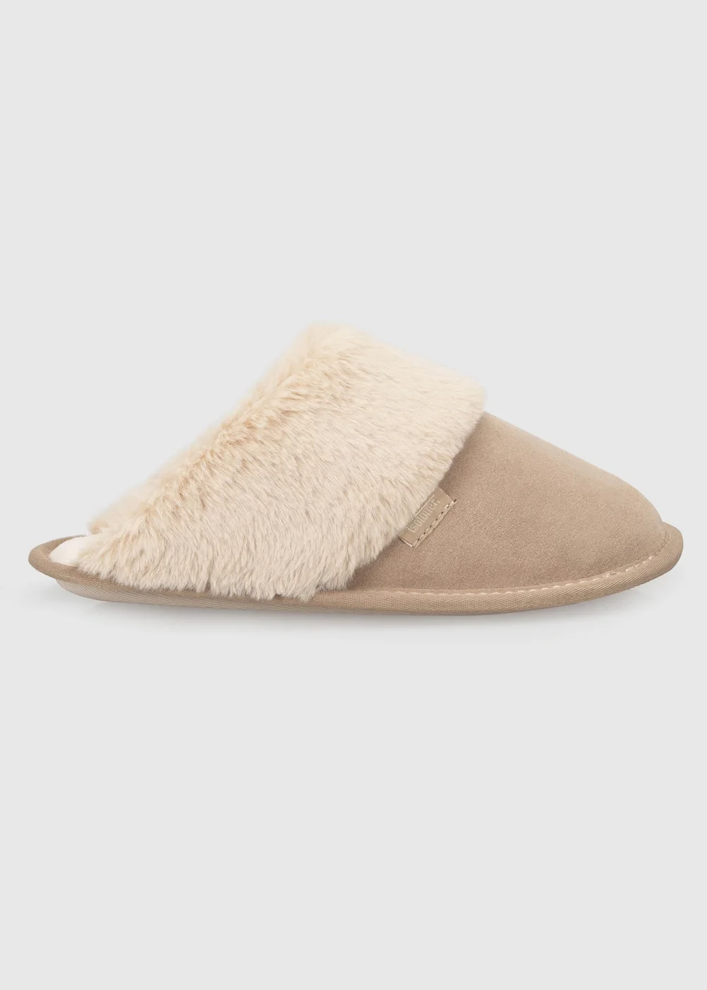 Totes Isotoner Natural Sand Suede Mule Slippers with Faux Fur Lining - 5 Image 1