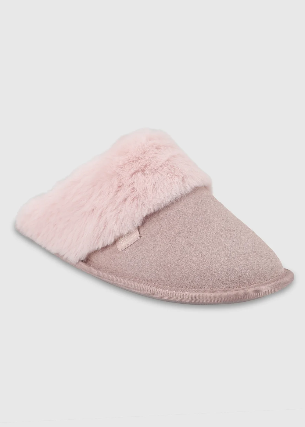 Totes Isotoner Pink Suede Mule Slippers with Faux Fur Lining - 6 Image 3