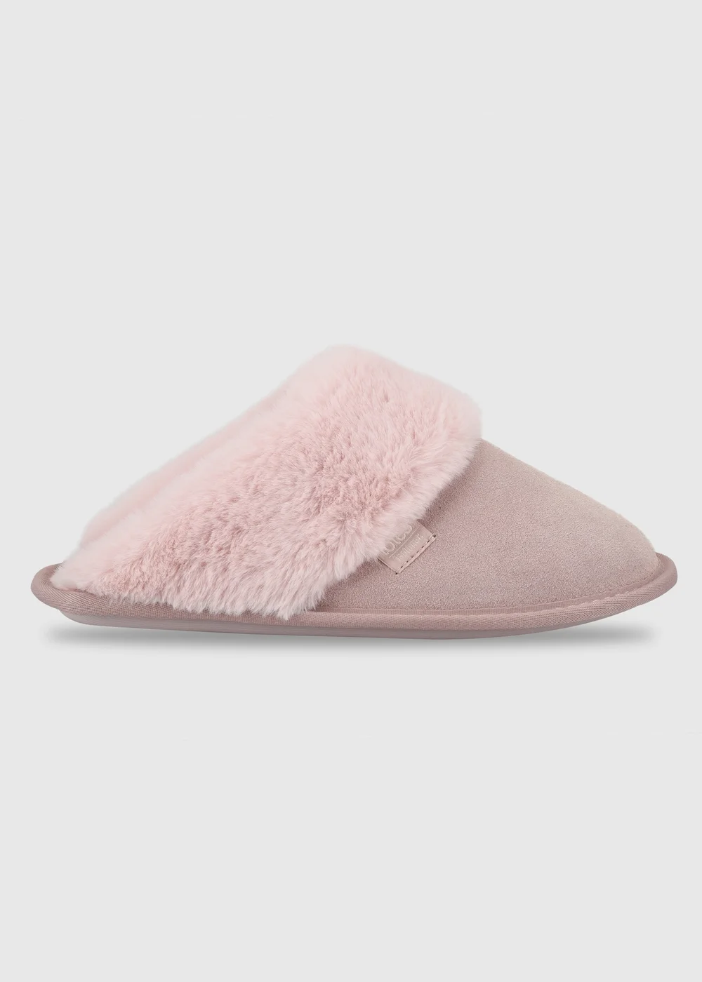 Totes Isotoner Pink Suede Mule Slippers with Faux Fur Lining - 6 Image 1