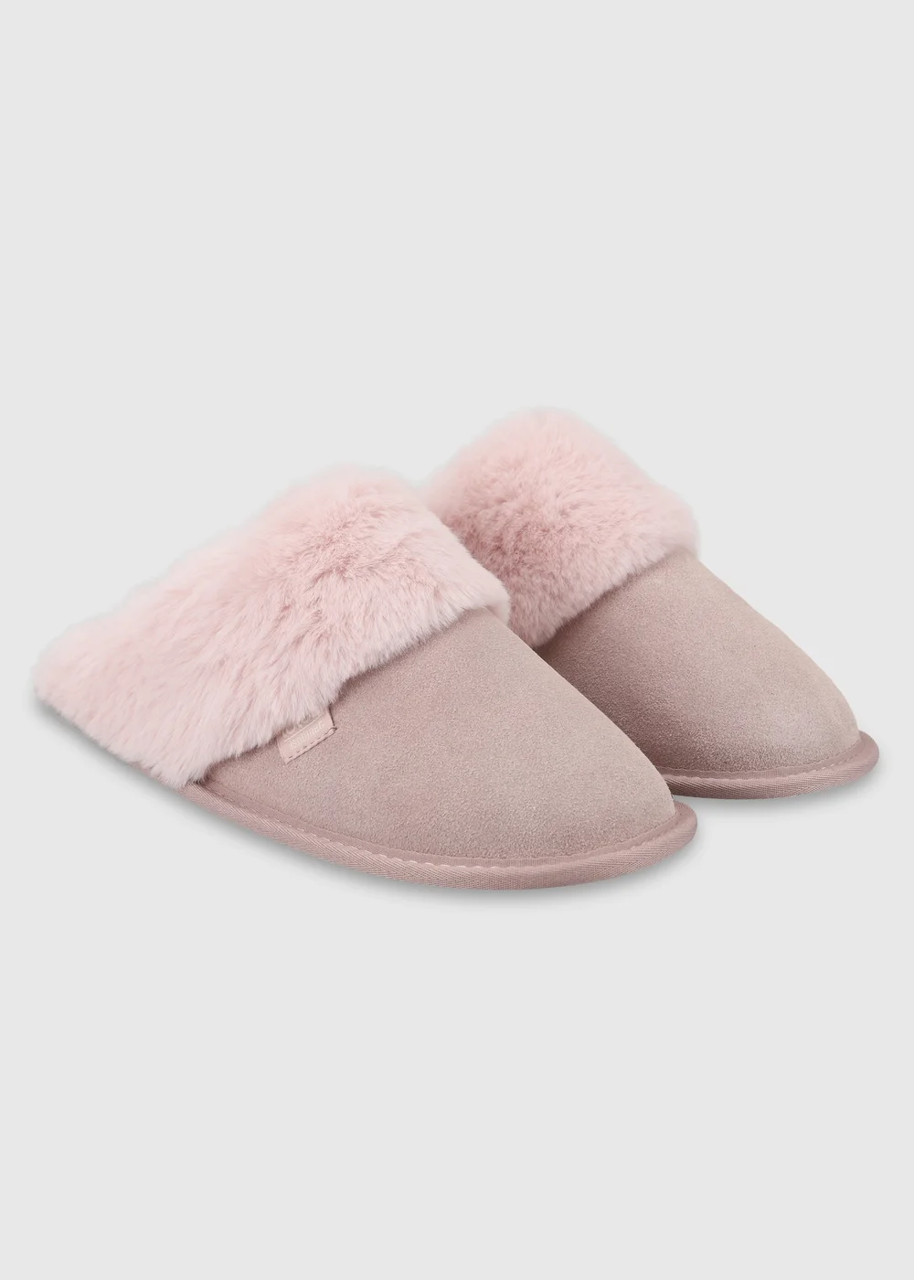 Totes Isotoner Pink Suede Mule Slippers with Faux Fur Lining - 6 Image 4