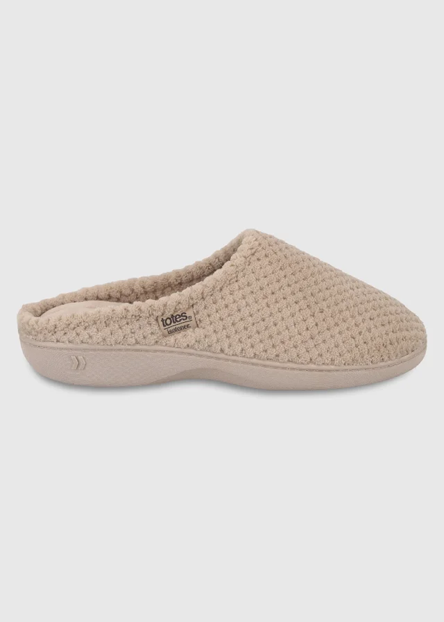 Totes Isotoner Light Brown Popcorn Mule Slippers
