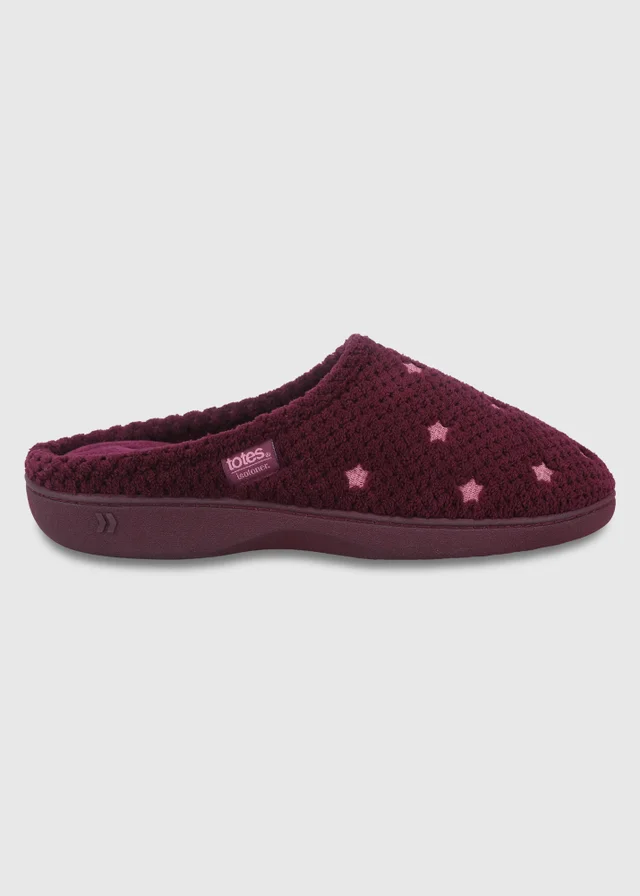 Totes Isotoner Burgundy Star Popcorn Mule Slippers