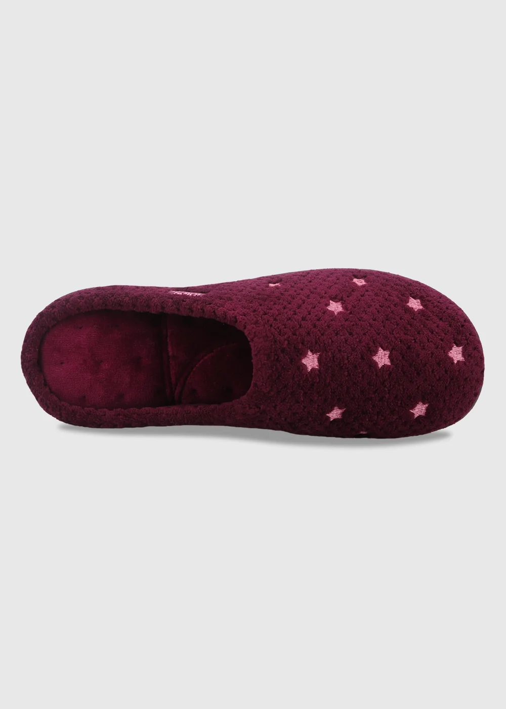 Totes Isotoner Burgundy Star Popcorn Mule Slippers - 6 Image 5