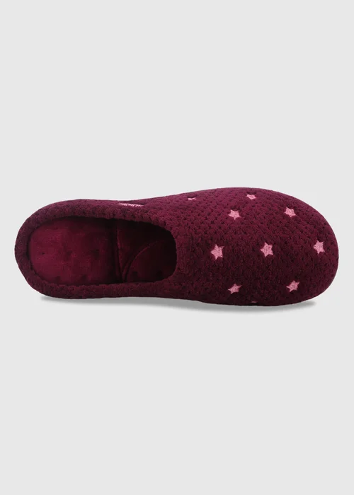 Totes Isotoner Burgundy Star Popcorn Mule Slippers - 6 Image 5