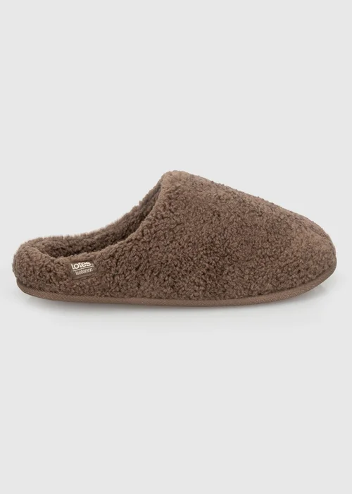 Totes Isotoner Brown Borg Swept Back Mule Slippers - 7 Image 1