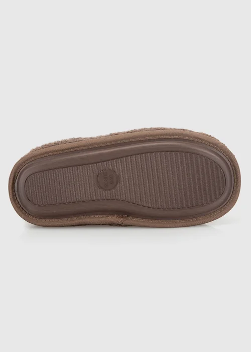 Totes Isotoner Brown Borg Swept Back Mule Slippers - 7 Image 6