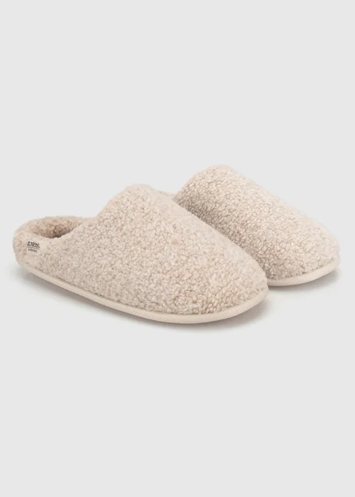 Totes Isotoner Natural Oat Borg Swept Back Mule Slippers - 4 Image 4