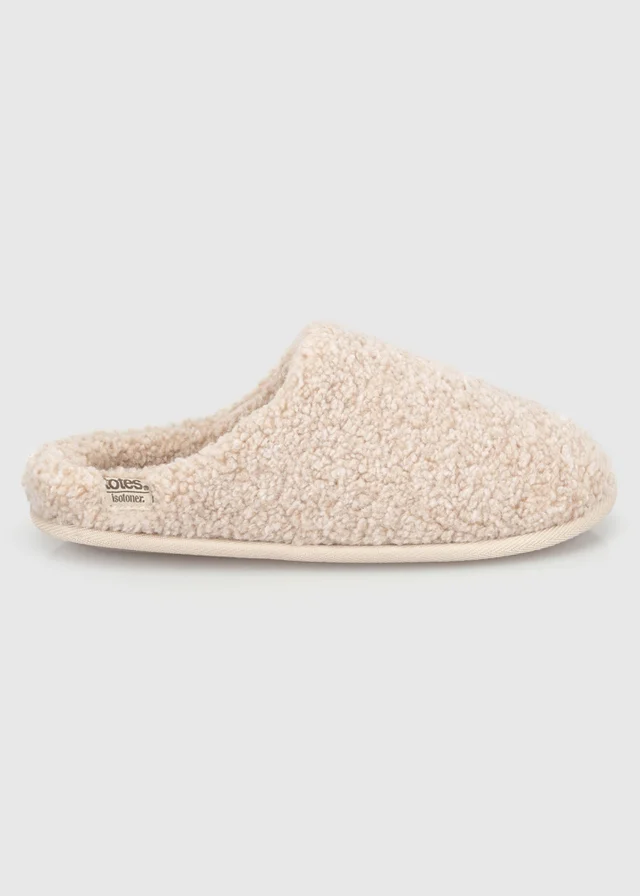 Totes Isotoner Natural Oat Borg Swept Back Mule Slippers
