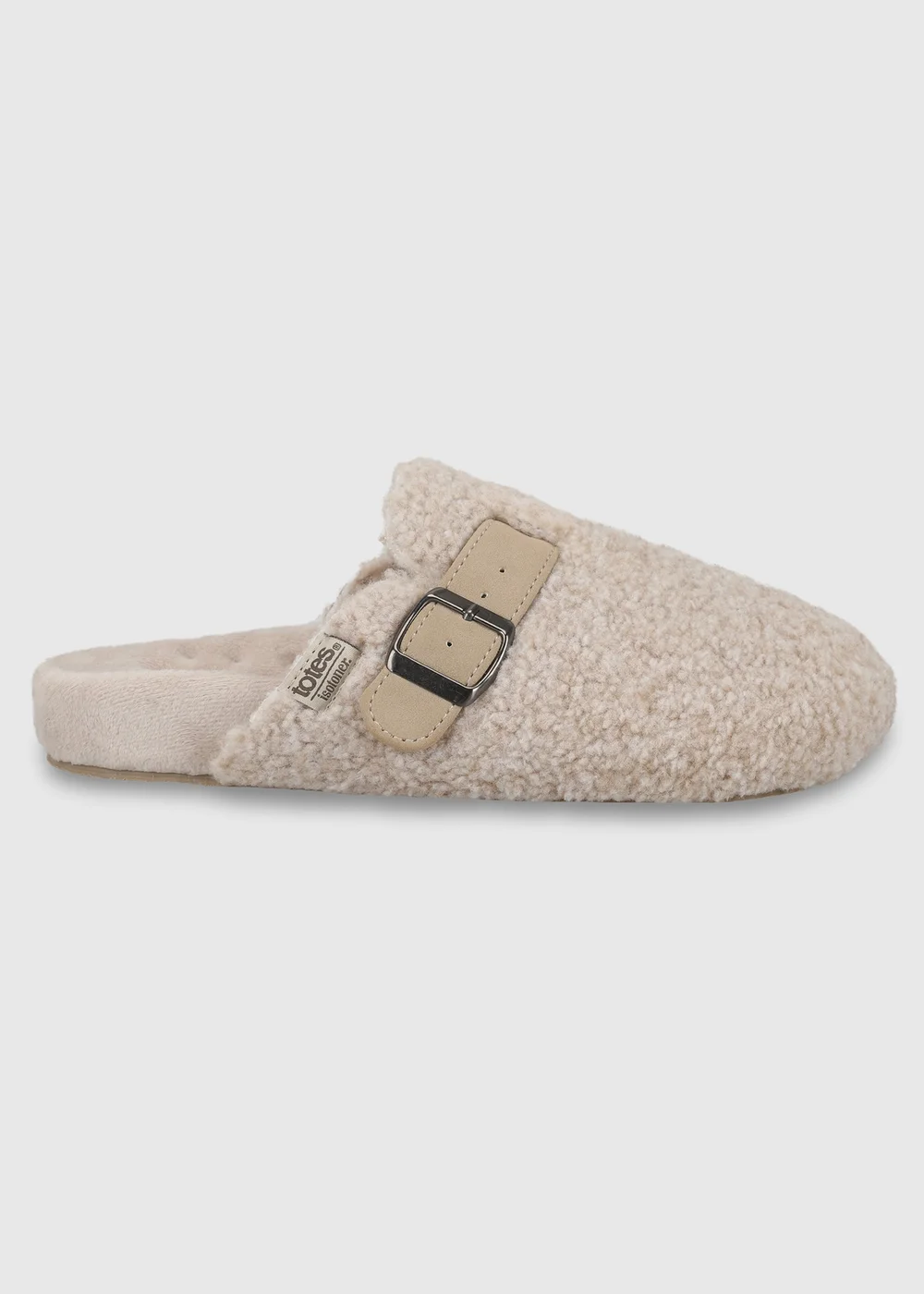 Totes Isotoner Natural Oat Borg Clog Slippers - 5 Image 1