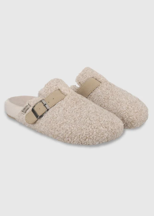 Totes Isotoner Natural Oat Borg Clog Slippers - 5 Image 4