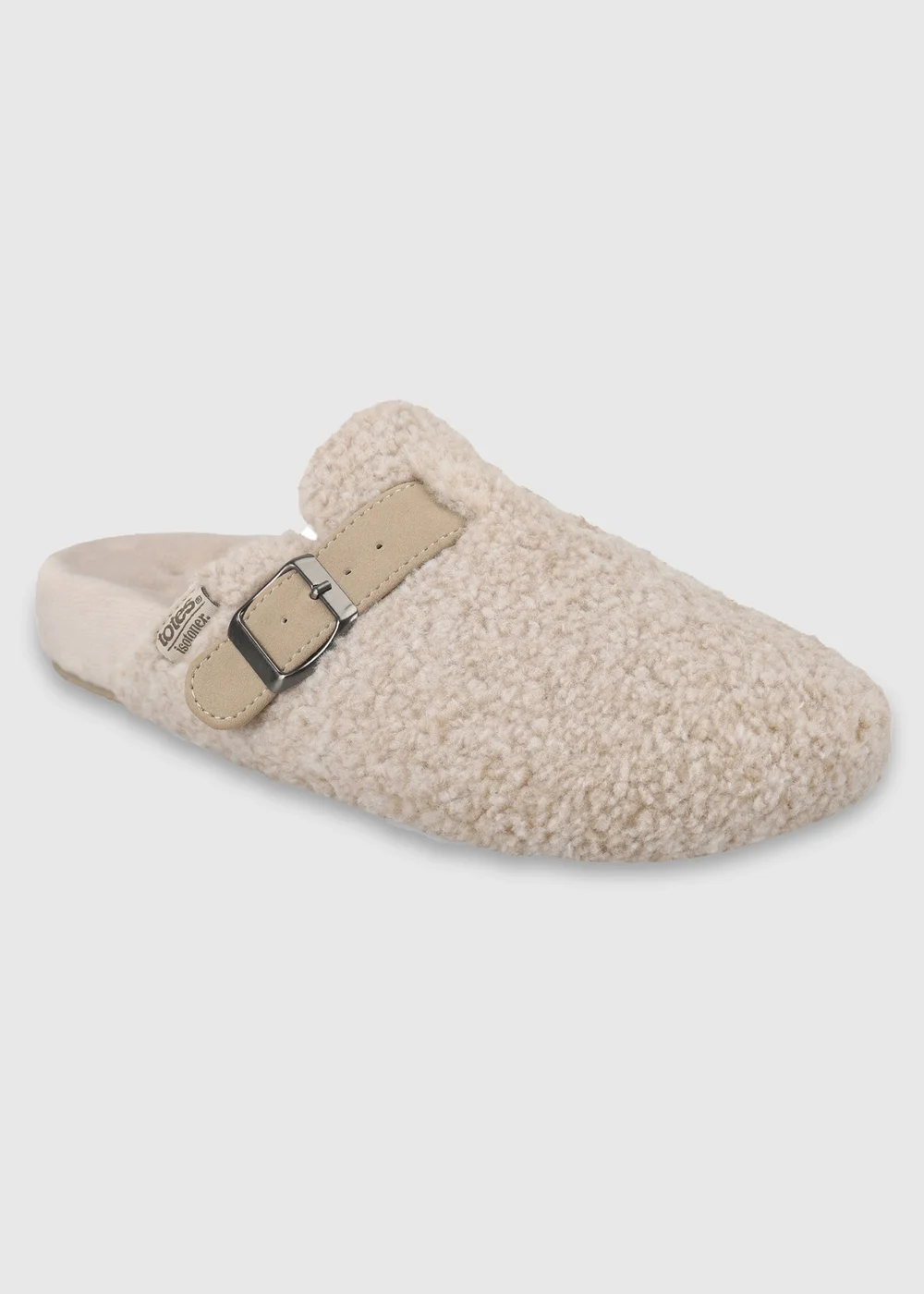 Totes Isotoner Natural Oat Borg Clog Slippers - 5 Image 3