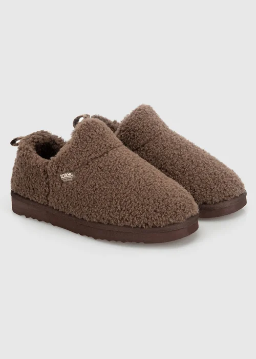 Totes Isotoner Brown Borg Bootie Slippers - 7 Image 4
