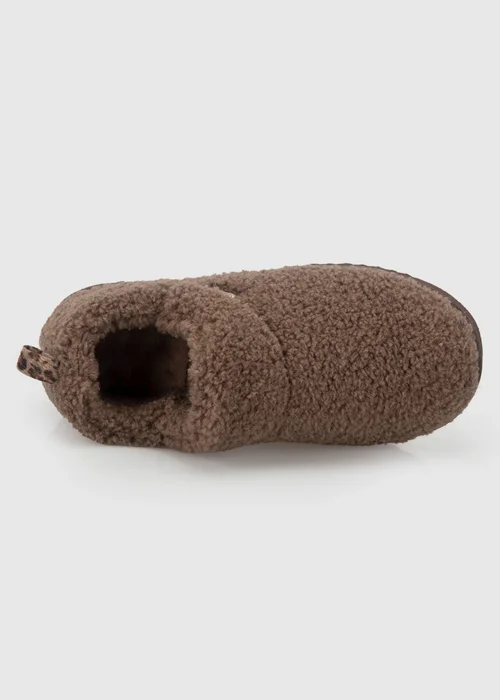 Totes Isotoner Brown Borg Bootie Slippers - 7 Image 5
