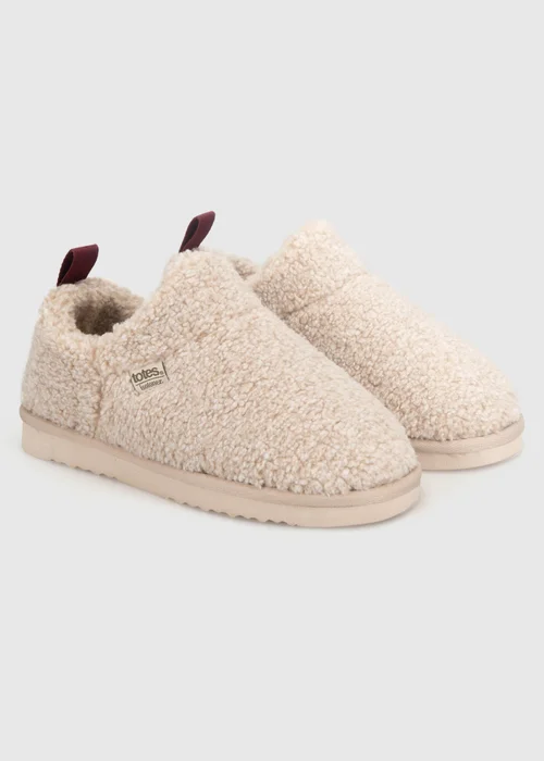 Totes Isotoner Natural Oat Borg Bootie Slippers - 4 Image 4