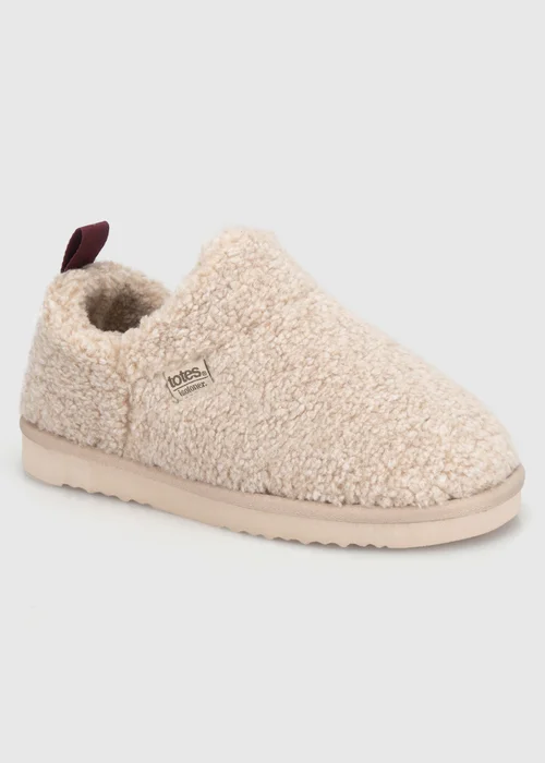 Totes Isotoner Natural Oat Borg Bootie Slippers - 4 Image 3