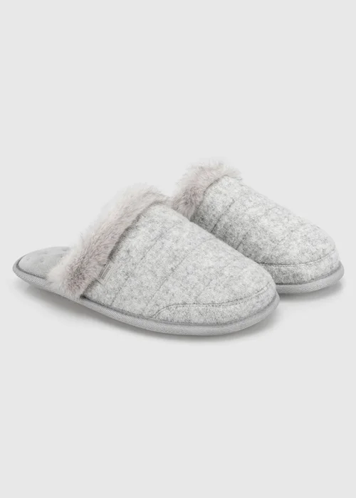 Totes Isotoner Grey Brushed Marl Mule Slippers - 4 Image 4